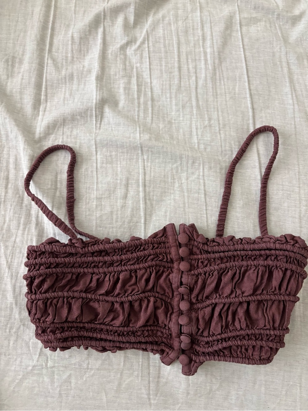 Urban Outfitters Mauve Ruched Button-Front Bandeau